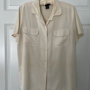 Silk blouse in cream, M